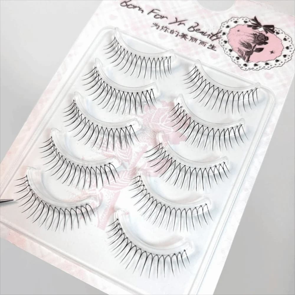 5 Paia/Scatola Ciglia Finte Nere a Forma di U 10-12MM Facili da Applicare, Extension Ciglia Fai-da-Te Riutilizzabili, Curvatura C, Ciglia Finte Stile Idol Girl