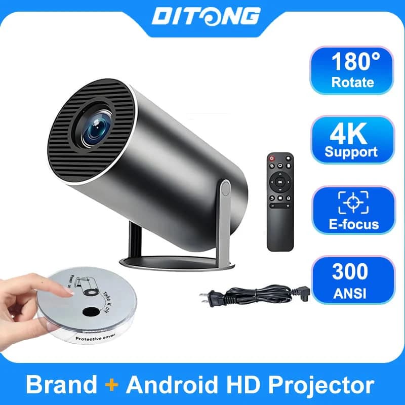 DITONG HY300 Plus Proiettore HD Portatil 4K 1280x720P Android Wifi LED Video Home Theater Cinema Telefono Mini Giochi Proyector Film