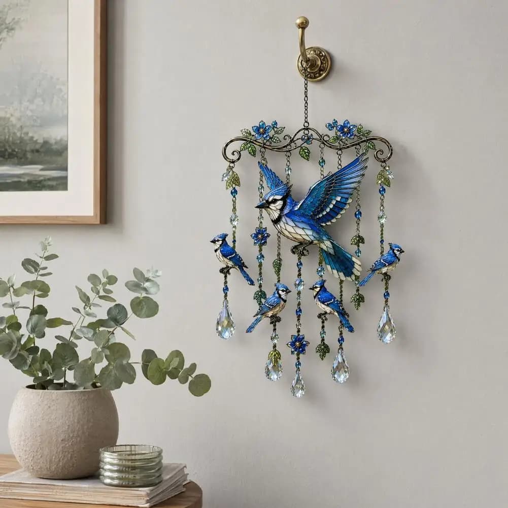 Outdoor Bird Wind Chimes Decorative Hanging Pendants Acrylic Window Hangings for Garden Porch Patio Decorations