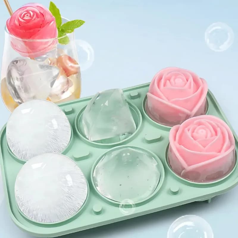 Stampo per Cubetti di Ghiaccio in Silicone a Forma di Rosa Senza BPA, Vassoio per Ghiaccio per Whisky, per Cocktail Fai-da-Te, Gelato Artigianale, Utensile da Cucina per Freezer, Idea Regalo