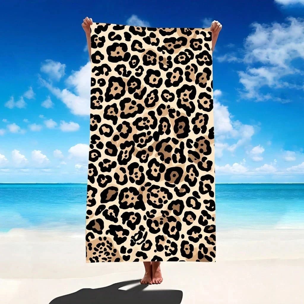 Asciugamano da spiaggia con stampa leopardata da 1 pezzo - Tappetino oversize in microfibra ultra morbida, altamente assorbente per viaggi, piscina, surf, yoga e campeggio