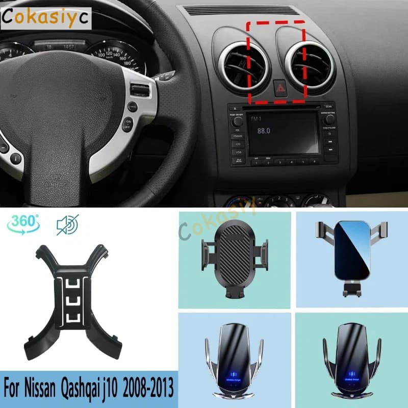 Supporto per telefono da auto per Nissan Qashqai j10 2013 2012-2010 2009 2008 Supporto per cellulare Accessori per ricarica wireless