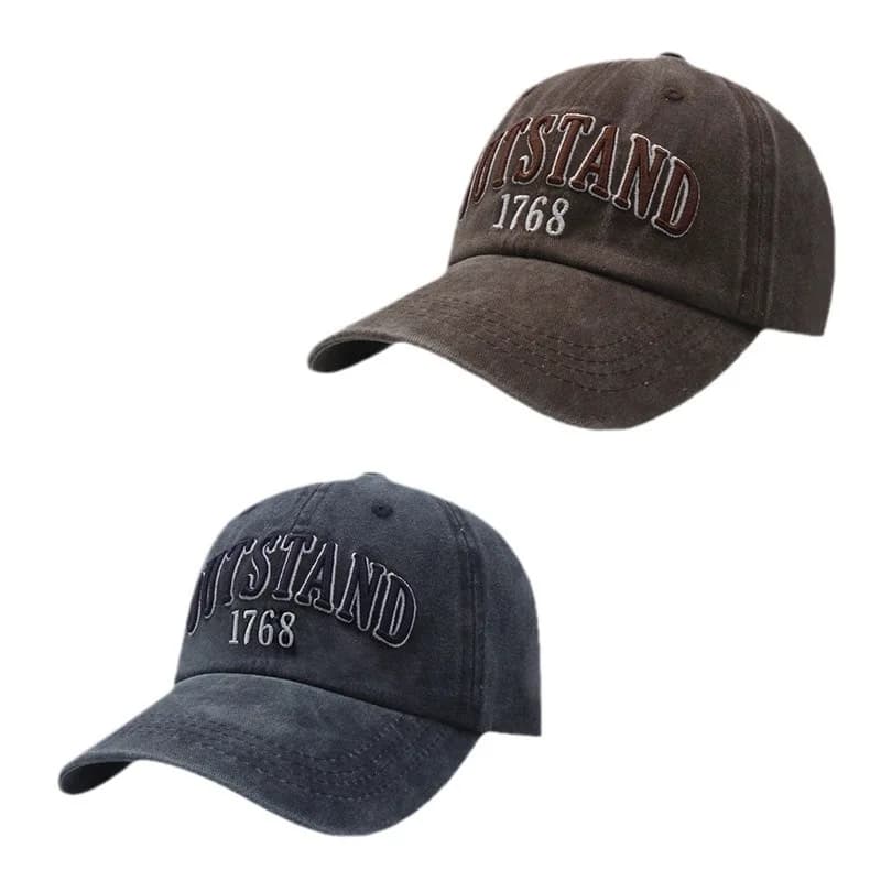 American European Style Vintage Washed Baseball Cap Casual All-Match Letter Embroidered Visor Hat Outdoor UV Protection Cap
