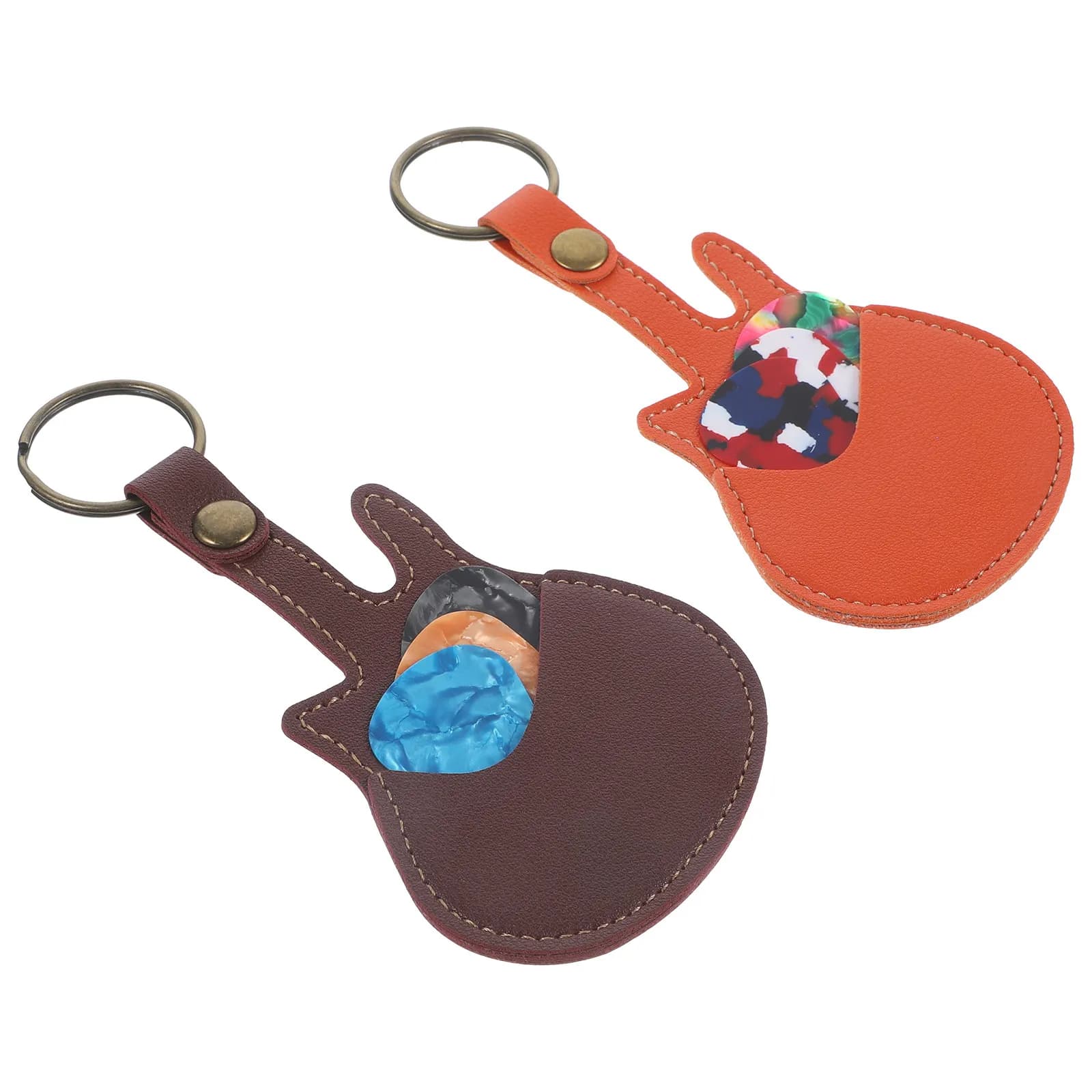 Guitar Picks Set with PU Leather Pouch Wooden Picks Compact Organizer for Acoustic Electric Guitars