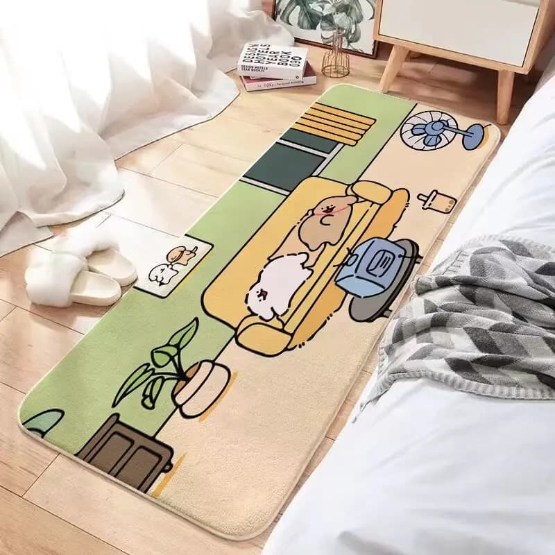 VIKAMA Tappetino a forma di cane in stile cartone animato per rinfrescare e riscaldare, tappeto decorativo da comodino per camerette, decorazioni per la casa
