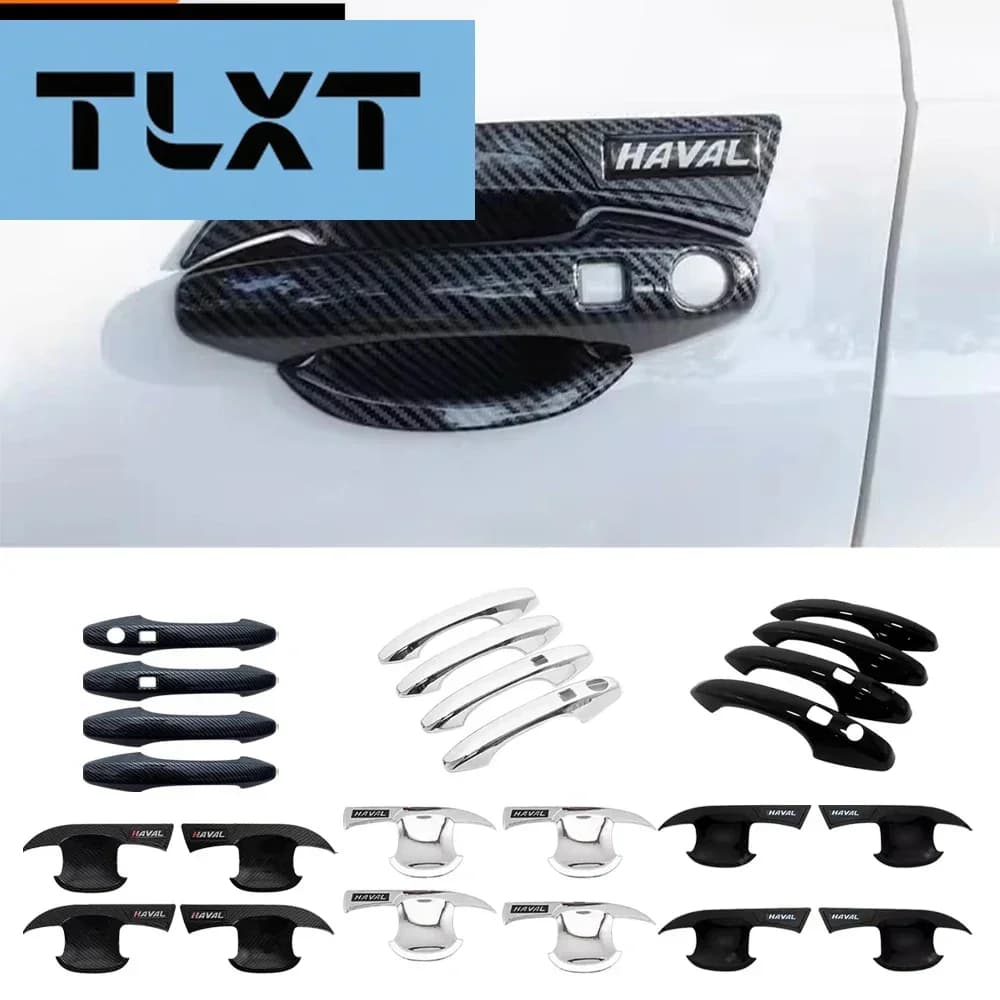 Per GWM haval h6 2021-2024 Accessori Nero Carbonio Cromato Trim Auto Manopola Della Porta Protezione Maniglia Della Porta Telaio di Copertura Auto Contorno