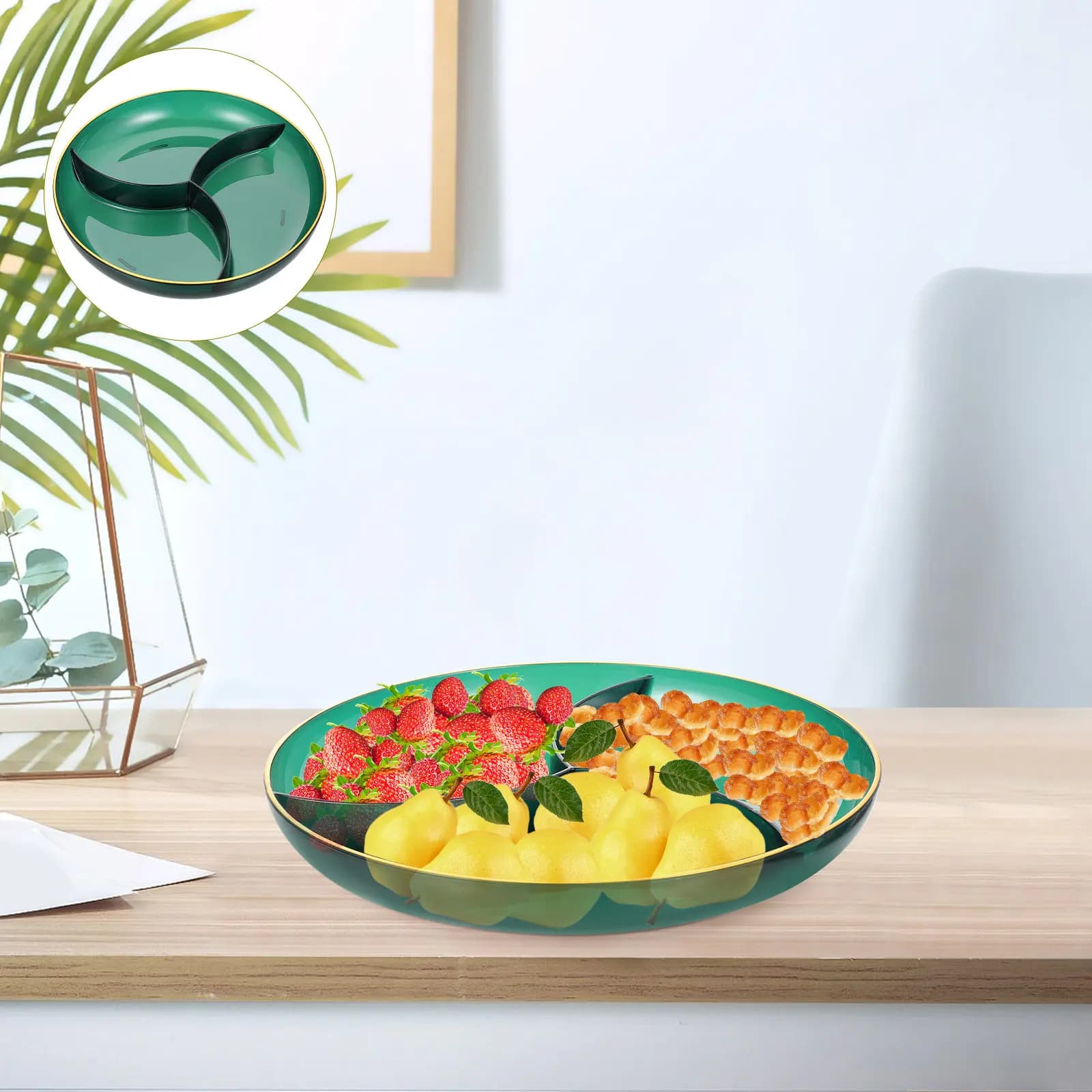 Vassoio per Frutta e Snack a Tre Scomparti Rinforzato per Dessert, Torte, Cupcake, Frutta Secca, Caramelle, Decorazione per Feste e Casa