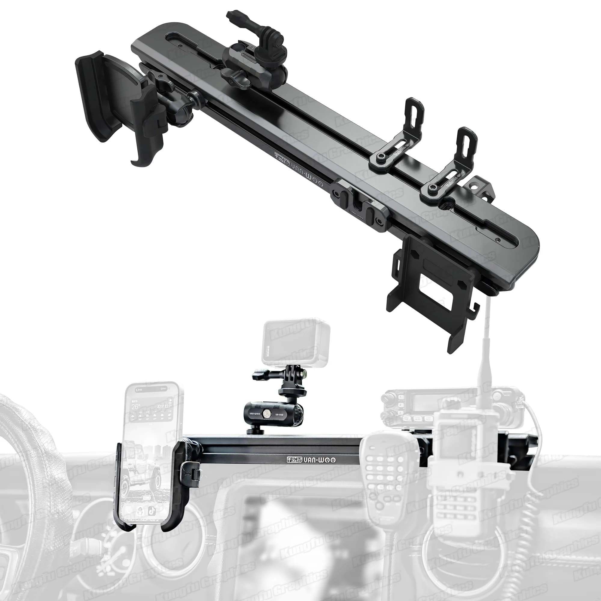 Supporti da cruscotto per telefono / action camera / radio mobile / microfono palmare / walkie-talkie per Jeep Wrangler Gladiator 4xe 18-23