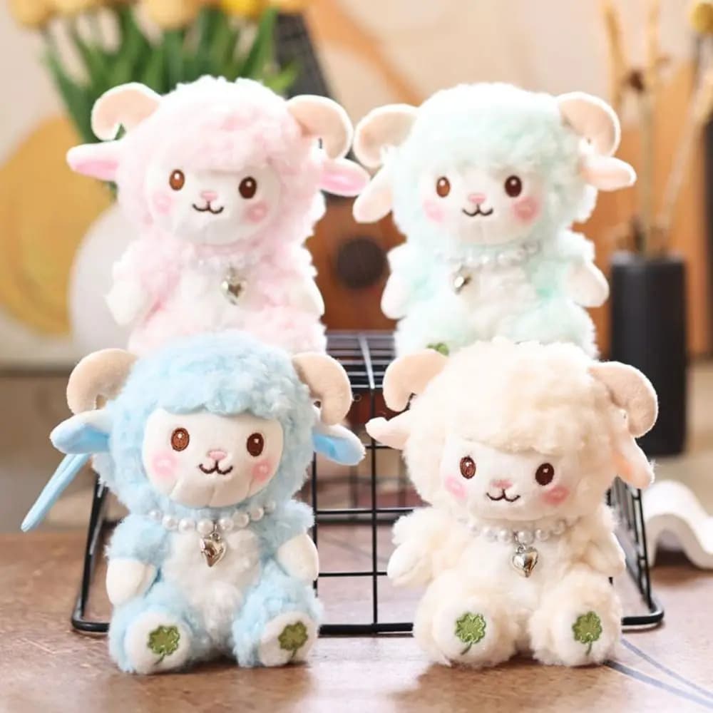 Portachiavi in peluche di pecora piccola in cotone PP, soffice e morbido cartone animato, bambola di pezza, comodo portachiavi in peluche di pecora cartone animato