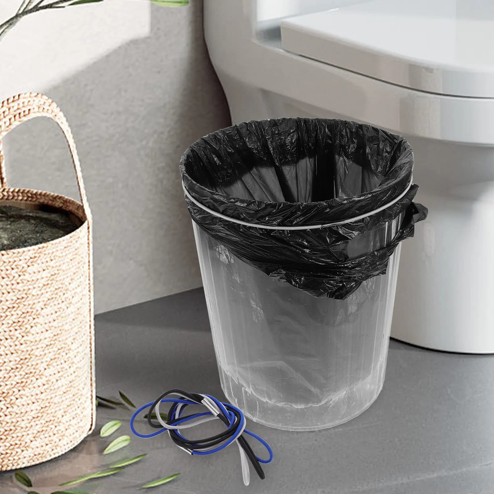 Set di 3 Elastici per Pattumiera, Fasce in Gomma Spesse Riutilizzabili per Contenitori Grandi e Piccoli, per Cucina, Bagno, Ufficio, Anti-Caduta e Sicure