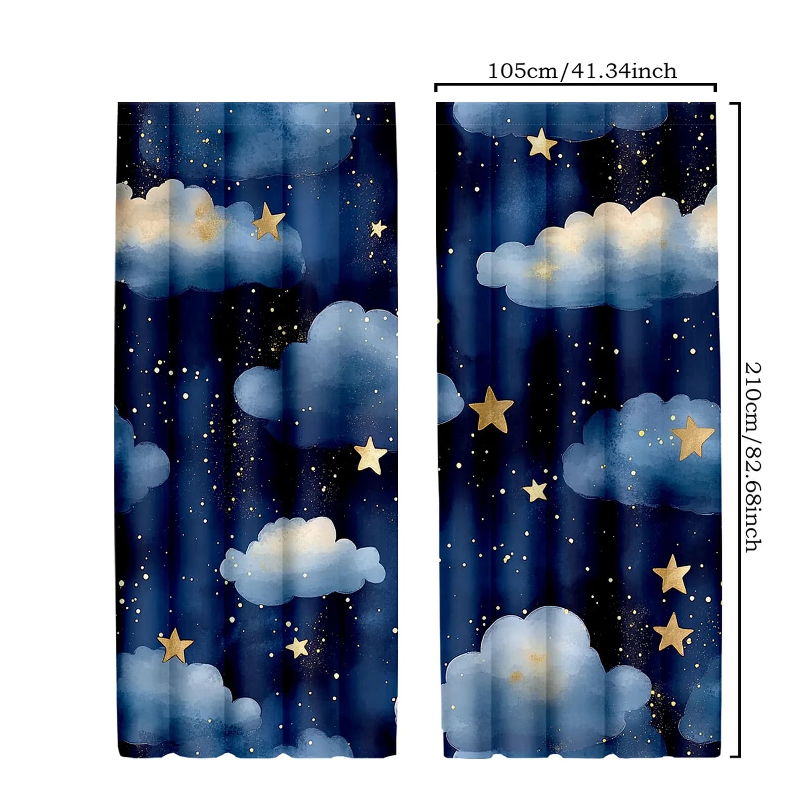 2 tende oscuranti in stile classico, cielo notturno acquerello blu scuro con stelle, tende in poliestere per bagno camera da letto per bambini