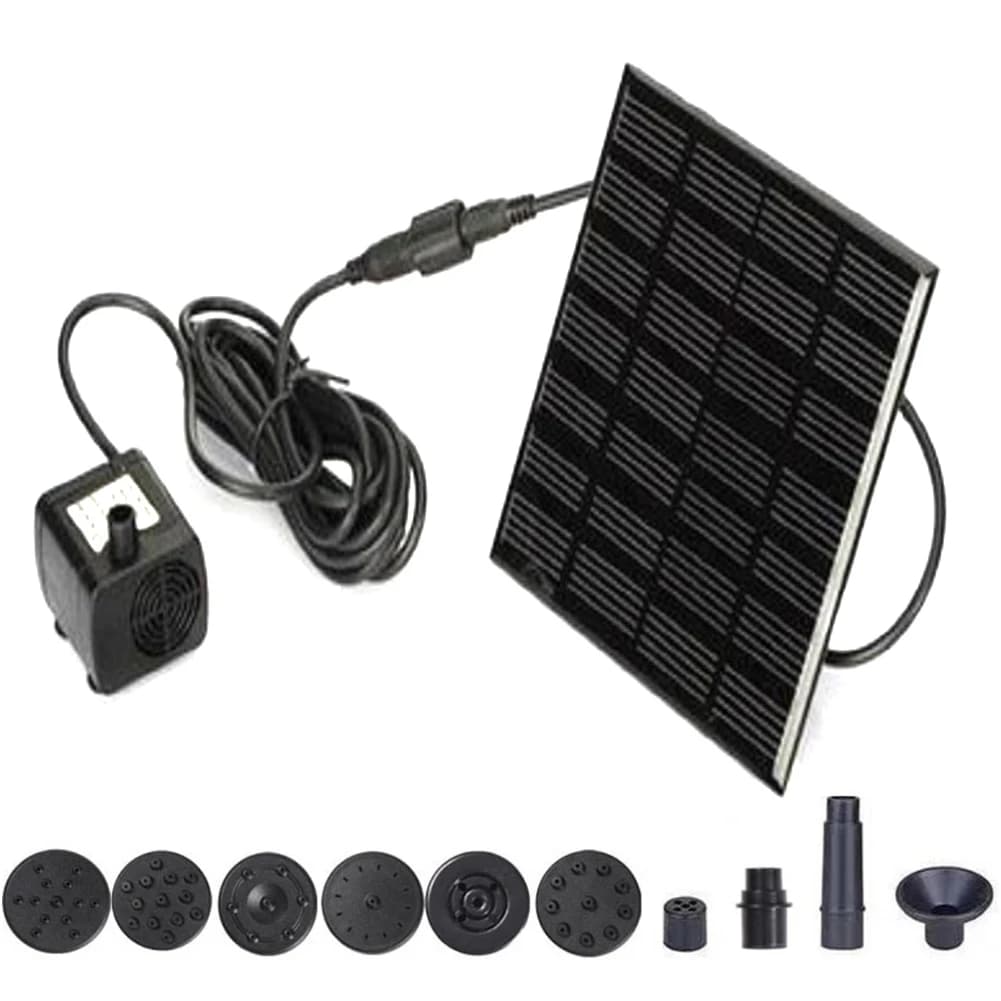 Fontana solare da 1,2 W 200 l/h con 6 ugelli Pompa solare per laghetto Sollevamento 110 cm Pannello solare Pompa acqua per laghetti da bagno per uccelli Serbatoio di pesce da giardino