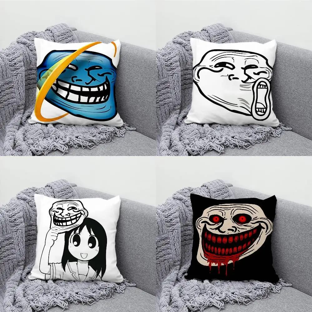 Federa per cuscino T-Trollface con stampa in fibra di poliestere 40X40 cm Decorazione per fodera per cuscino per divano di casa