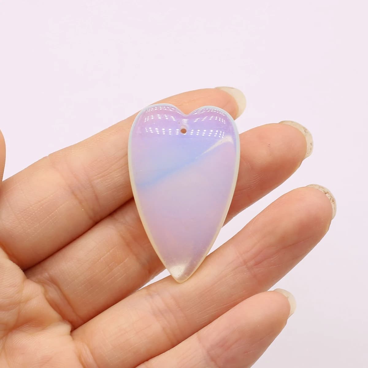 5PCS Natural Stone Charm Healing Opal Heart-shaped Pendant Charms for Making DIY Necklace Earrings Jewelry Accessories 25x40mm