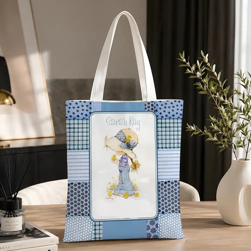 Art S-sarah K-Kay P-Pillow Storage Bags Foldable Shopping Bag Canvas Aesthetic Canvas Reusable Fashion Shopping Bag
