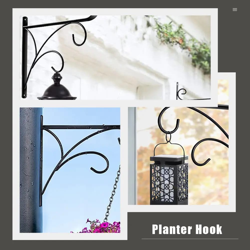 Gancio per Vaso da Fiori, Supporto da Parete in Ferro per Piante da Interno ed Esterno, Decorazione per Giardino, Soggiorno e Balcone