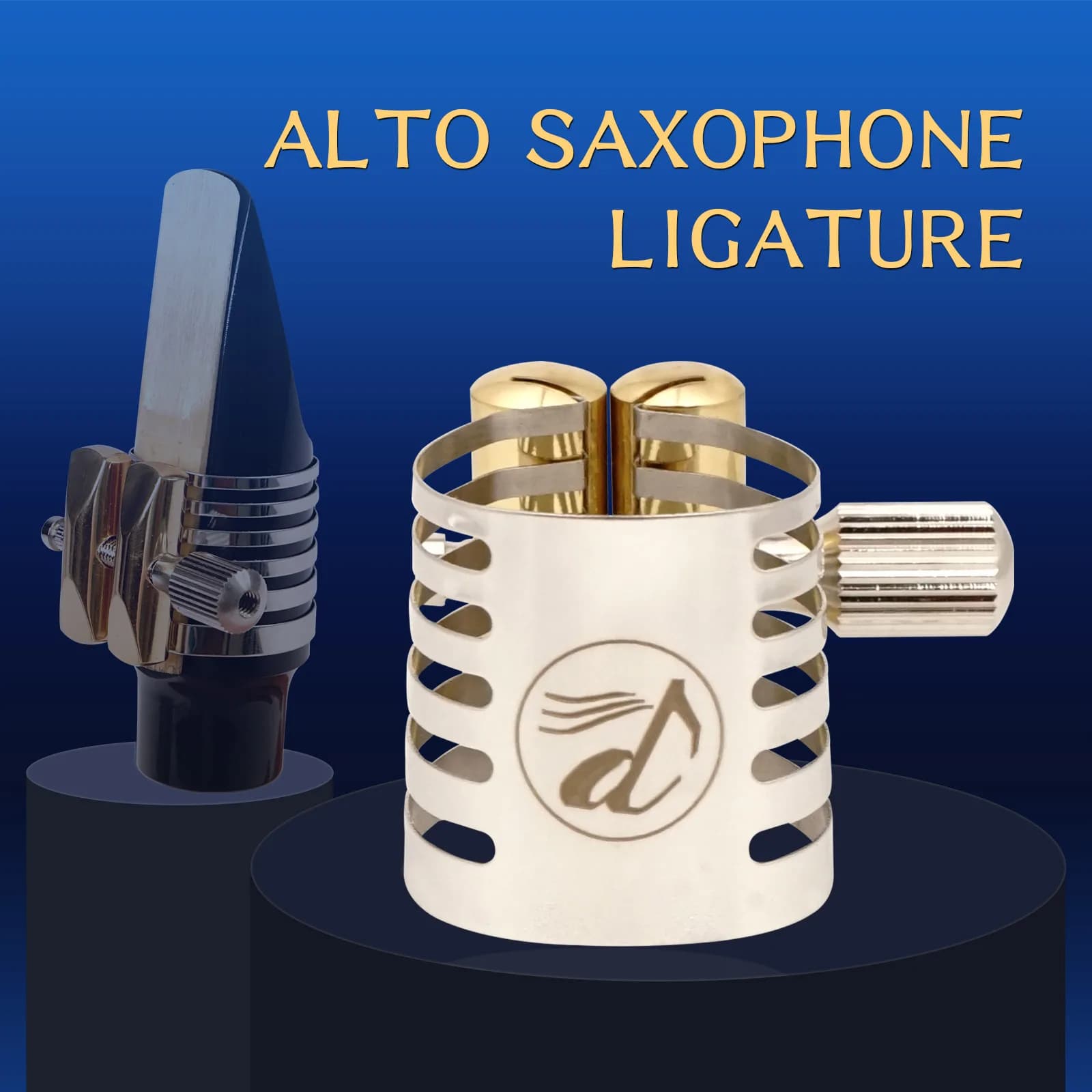 Stainless Steel Alto Saxophone Ligature, Adjustable Metal Mouthpiece Clip for Eb Alto Sax, Durable Wind Instrument Accessory