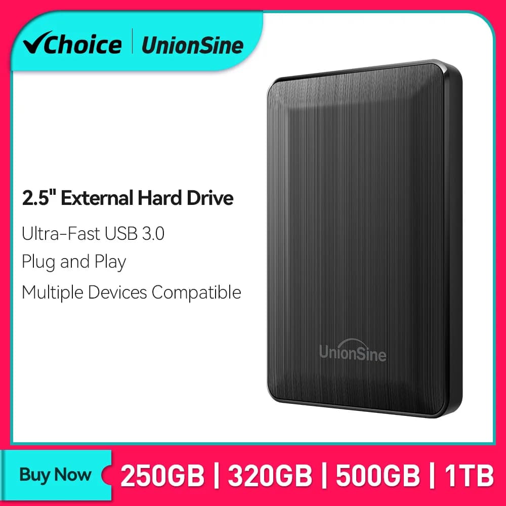 UnionSine HDD disco rigido esterno portatile da 2.5 pollici 250GB 320GB 500GB 1TB USB3.0 Storage compatibile per PC Mac Desktop MacBook