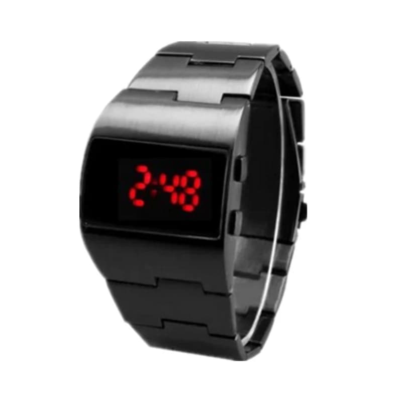 Orologi digitali da uomo Bracciale in acciaio inossidabile nero Orologi da polso elettronici da uomo Regalo di gioielli