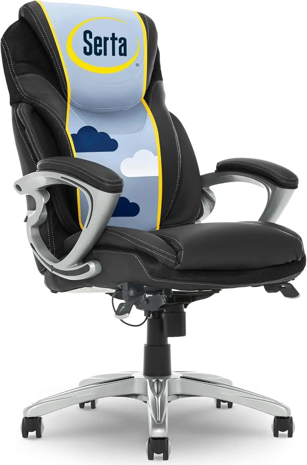 Sedia da ufficio direzionale Bryce, sedia da scrivania ergonomica per computer, supporto lombare ARIA, cuscini comodi, altezza regolabile, base girevole,