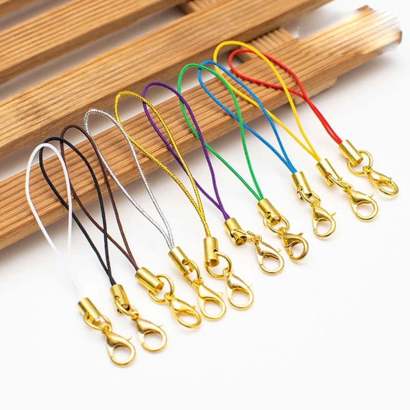 Cinturino per cellulare all'ingrosso Lariat cordino chiusura a moschettone in oro cavo per cellulare corda per appendere ciondoli portachiavi trovare anello connettore