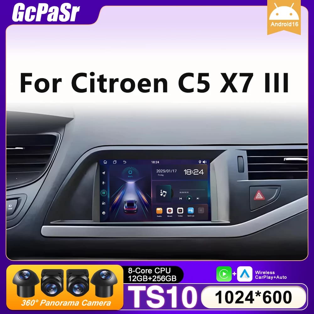 Android 15 Autoradio Per Citroen C5 X7 III Navigazione GPS Android Auto Carplay Wifi Video Stereo Schermo 4G Unità di Visualizzazione No 2din