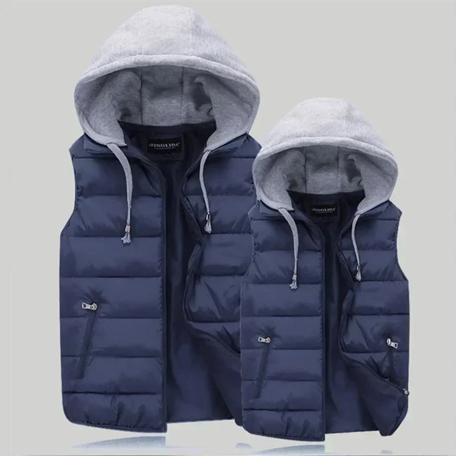 Gilet imbottito in cotone autunno inverno gilet da pesca con cappuccio caldo da uomo all'aperto giacche spesse senza maniche capispalla Casual cappotti Parka