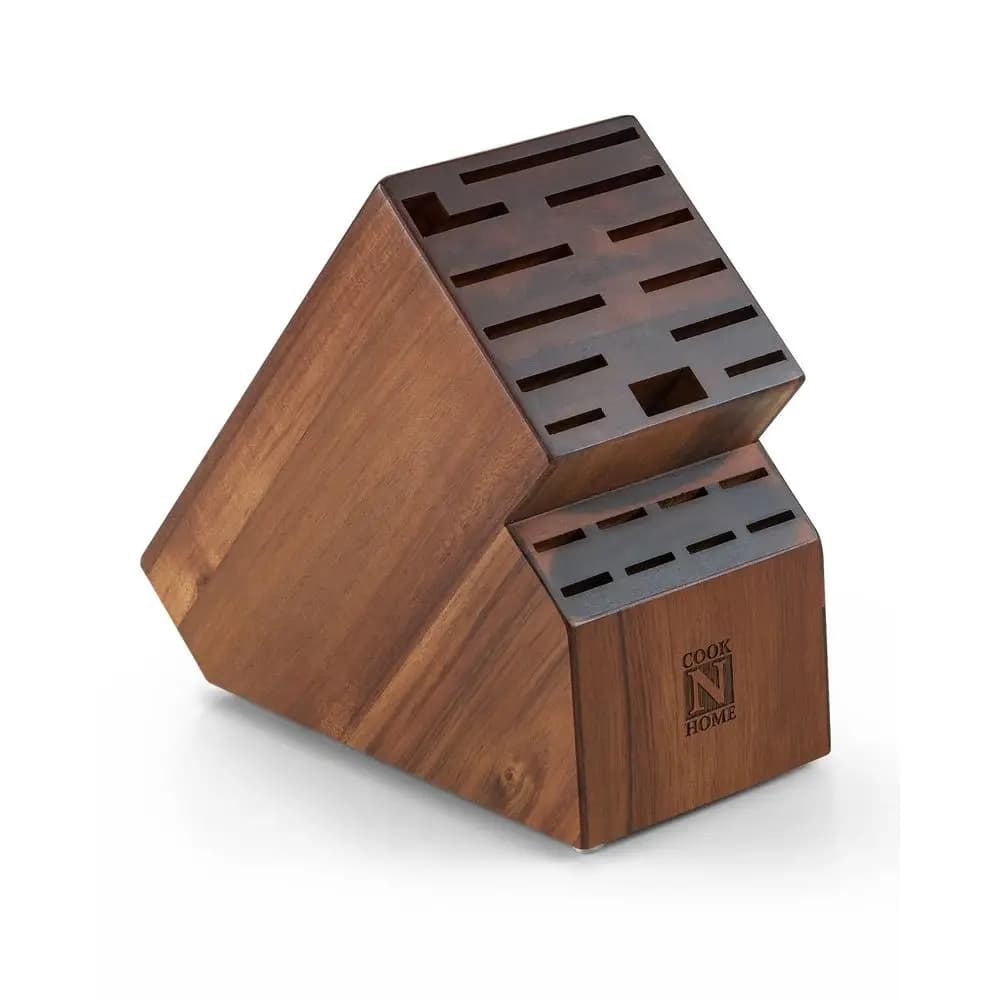 Portacoltelli in Legno di Acacia Senza Coltelli, Blocco Portacoltelli Universale a 20 Scomparti da Appoggio, Supporto per Coltelli da Macellaio per Facile Organizzazione