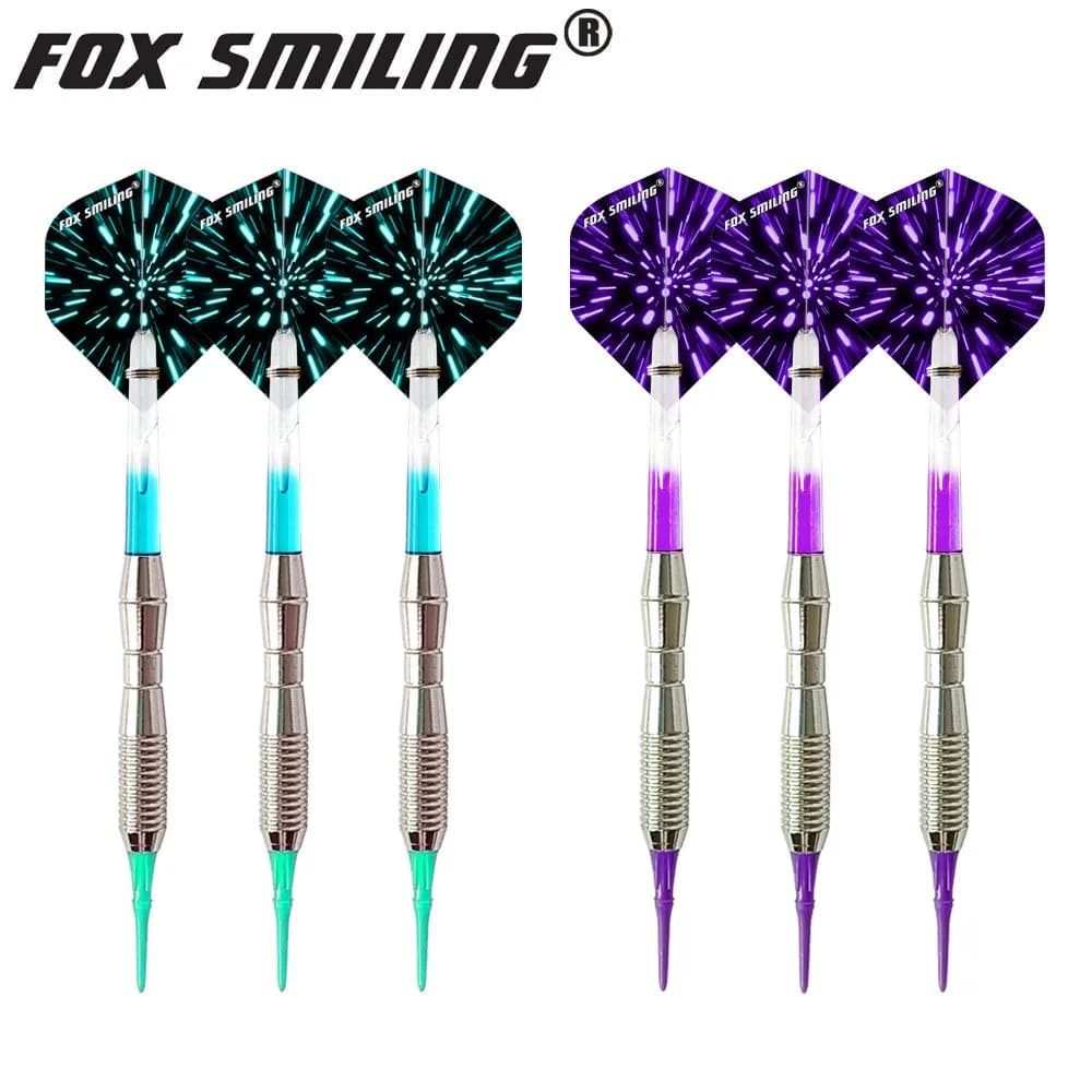 6 pezzi Fox Smiling 18g freccette morbide con punte e aste per freccette in nylon Spille per freccette morbide elettroniche per giochi al coperto