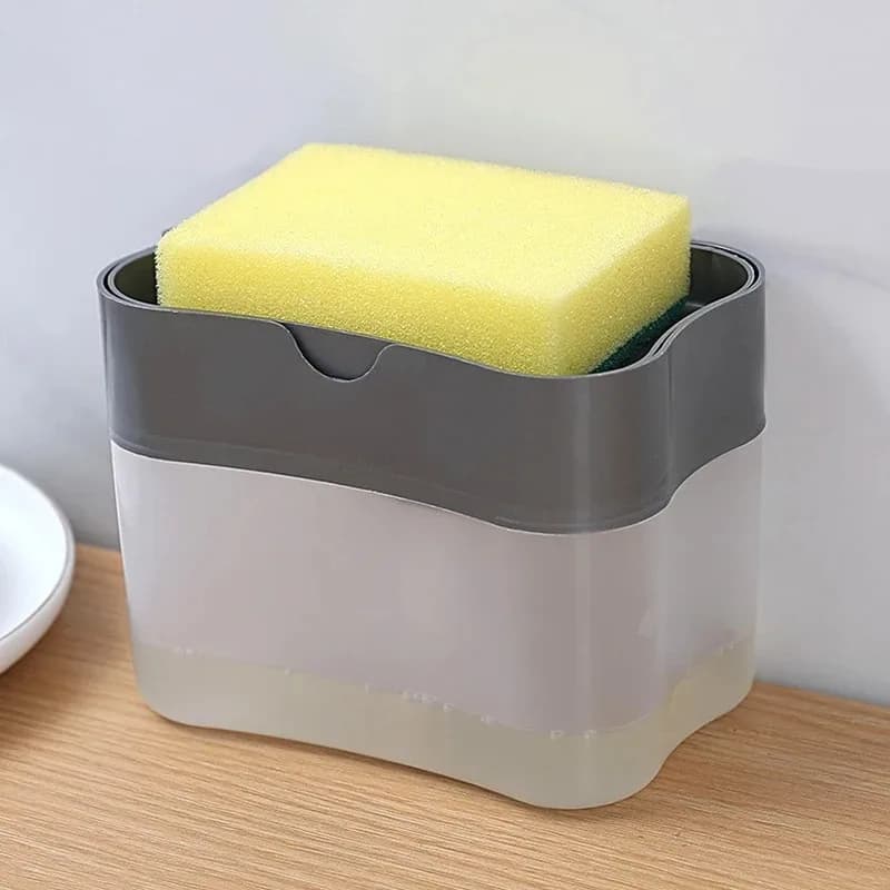 Kitchen Sink Soap Dispenser Set Portable Press Type Detergent Pot with Cleaning Cloth Dishwashing Tool