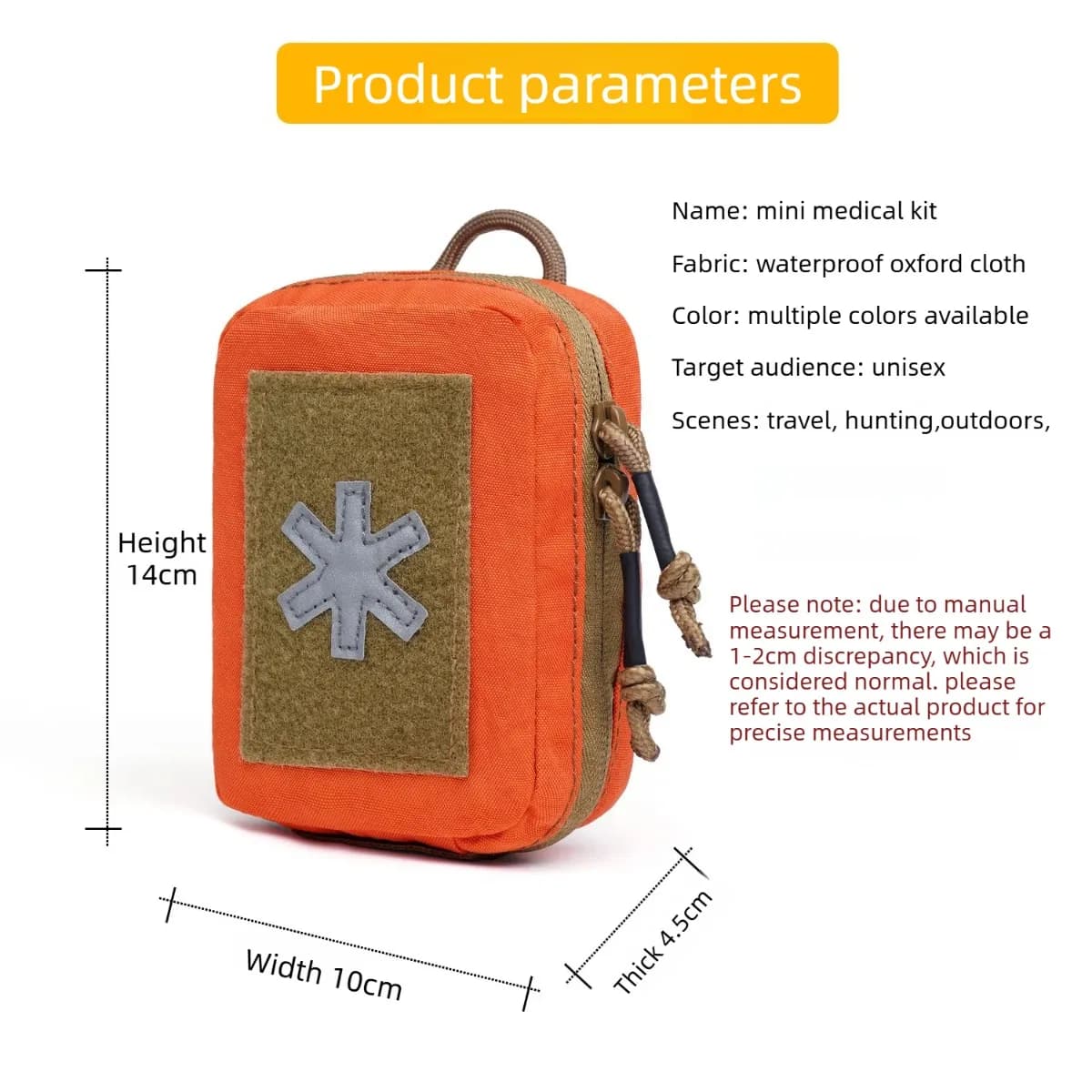 Tactical First Aid Kit, Wilderness Survival Kit, First Aid Storage Velcro Pouch, Accessory Pack, MOLLE Tactical Waist Pack