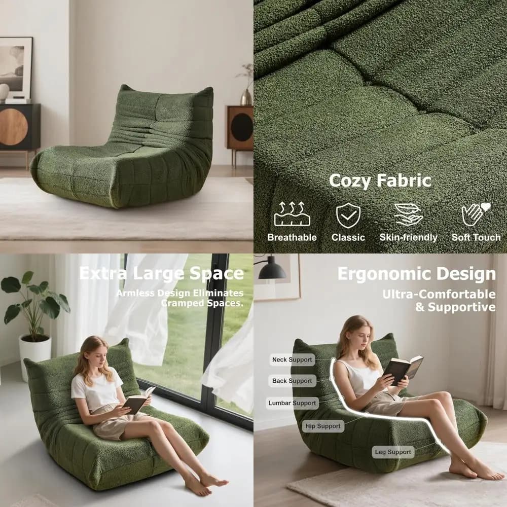 Sedie a sacco giganti per adulti per giochi e comfort con cuscino in memory foam