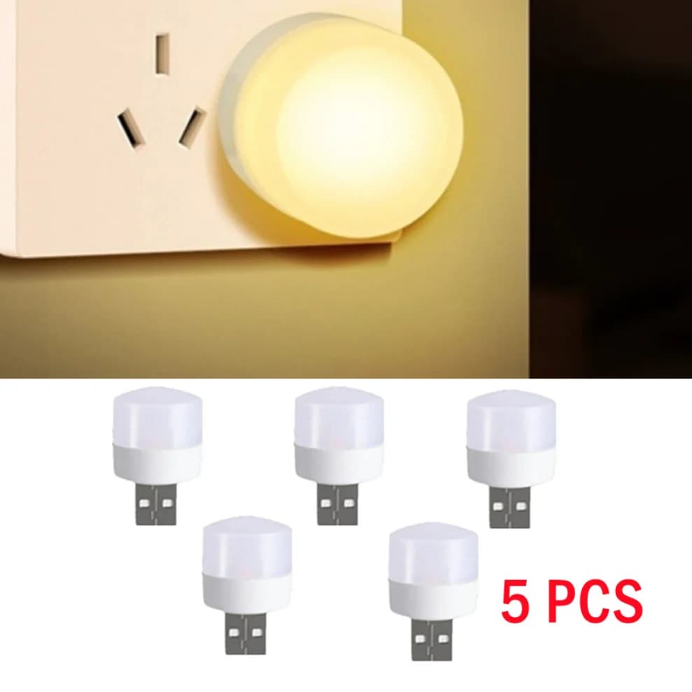 5pc Mini USB Plug Lamp 5V 1W Super Bright Eye Protection Book Light Computer Mobile Power Charging USB piccola luce notturna a LED
