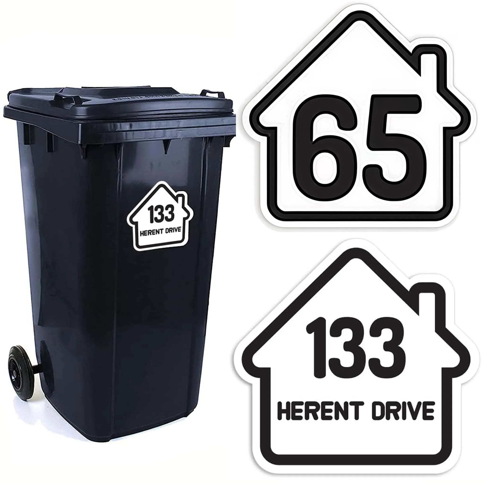 Adesivo decorativo per la casa, motivo casa, nome della strada, numero civico, adesivo decorativo per bidone della spazzatura, autoadesivo impermeabile
