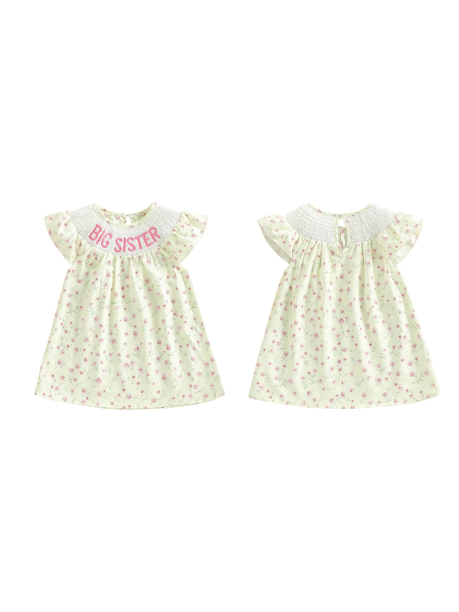 Abito da ragazza senza maniche a trapezio, girocollo, stampa floreale, orlo con volant, abito da festa, vestito estivo con dettaglio fiocco