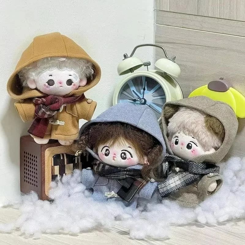 Vestiti per bambole in cotone da 10 cm, cappotto invernale in lana a quattro colori, sciarpa, stelle marine, senza attributi, ricambio per bambole Kawaii