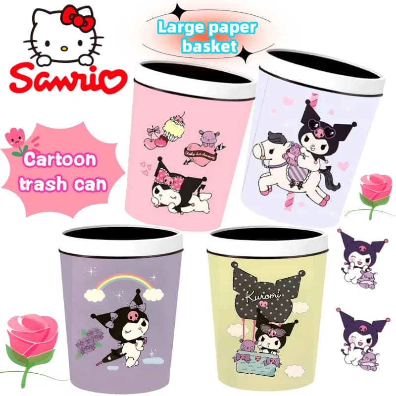 sanrio kuromi creativo di alto valore nuovo grande pattumiera dormitorio camera da letto soggiorno creativo carino cestino per ufficio universale