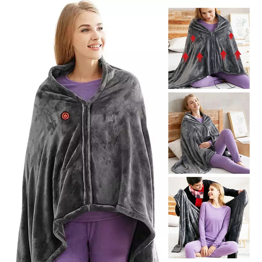 Coperta riscaldata USB Coperta riscaldata elettrica 3 livelli di riscaldamento Coperta elettrica indossabile Riscaldamento rapido 9 aree riscaldate per l'autunno inverno