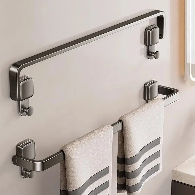 Suction Cup Towel Rack Bathroom No-Drill Folding Towel Bar Storage Rack Washroom Bath Towel Organizer Hanger