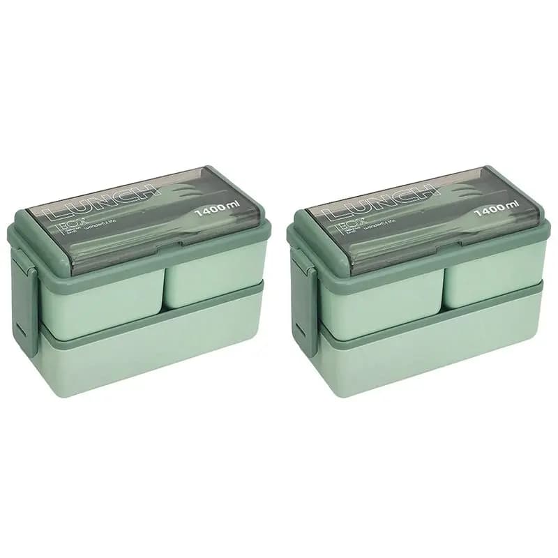 ABKU-2X Bento Lunch Box per adulti e bambini, contenitore sottile a scomparti, a tenuta stagna, per il controllo delle porzioni e la preparazione dei pasti.