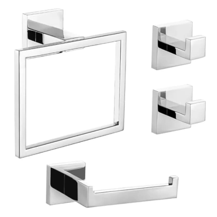 Set Accessori Bagno: Anello Porta Asciugamani, Porta Carta Igienica in Acciaio Inossidabile, Gancio Appendiabiti da Parete
