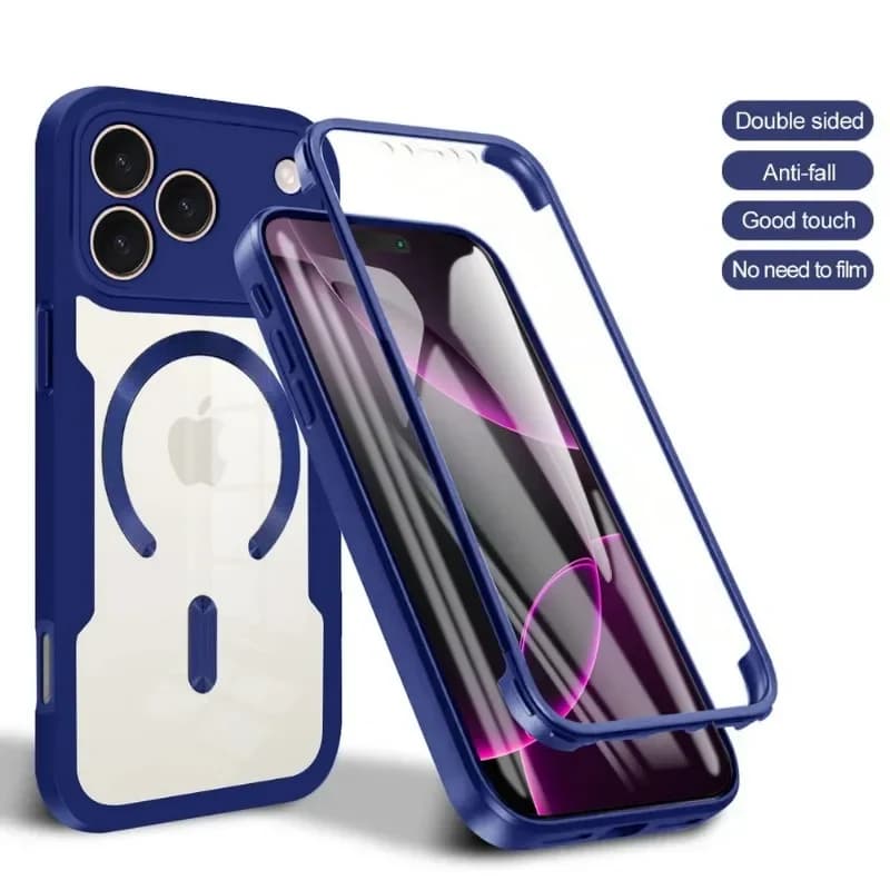 Fully Coverage case For iPhone 18 17 16 15 14 13 Pro Max 17 Air Built-in Magnetic Ring Double Protect shield Full Cover