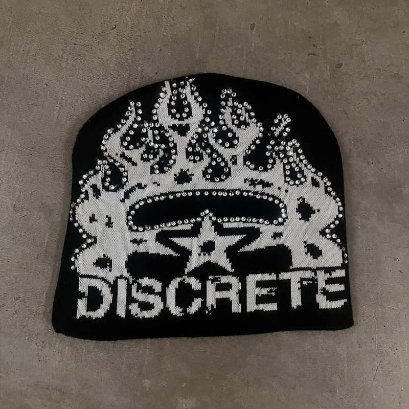 Unisex Black Gothic Streetwear Hat with Strass, Graphic Flame and Star, Berretto Casual 2026