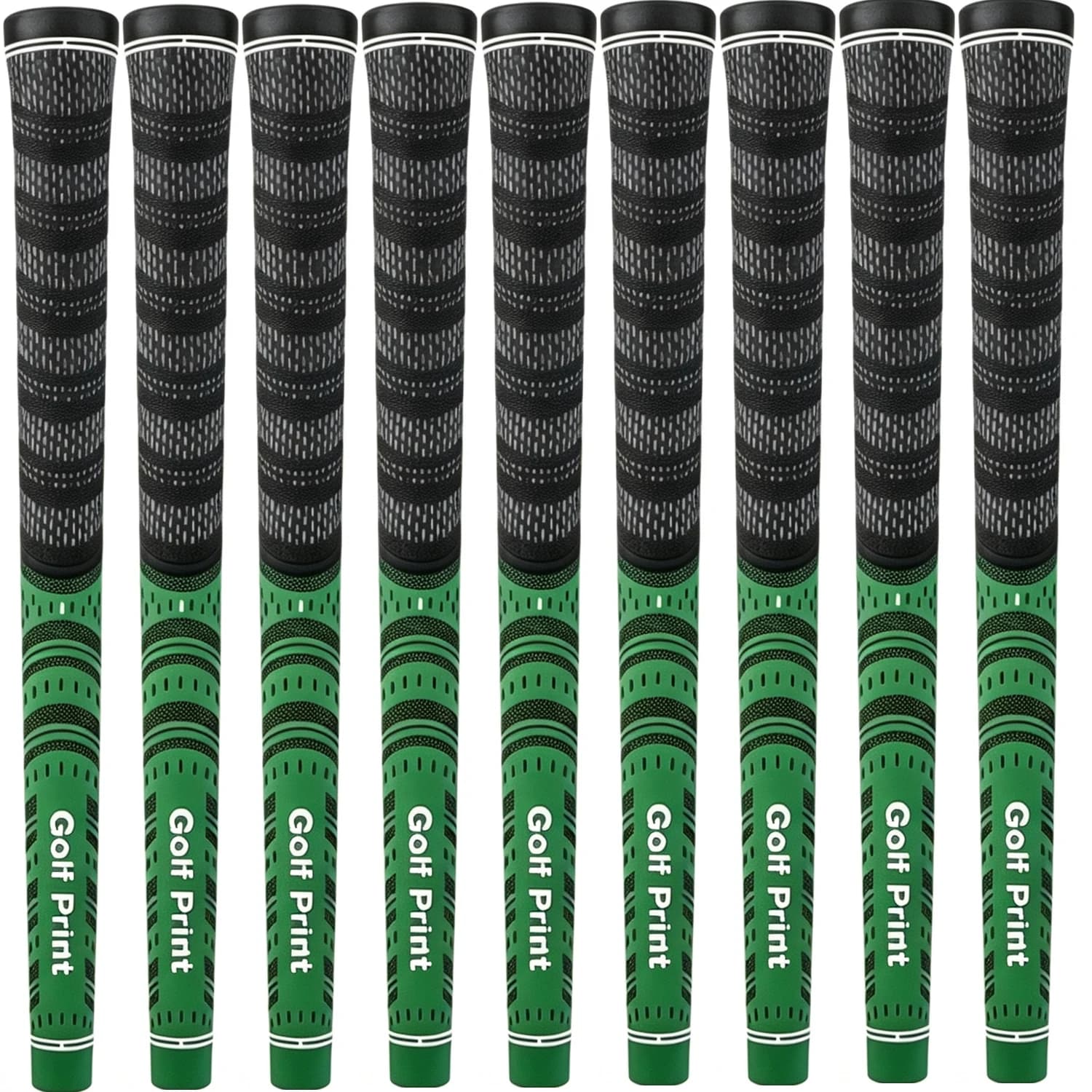 Set di Impugnature per Ferri da Golf Golfprint Green, Standard e Midsize, in Gomma e Filato di Cotone, Impugnature per Mazze da Golf in Filato di Carbonio