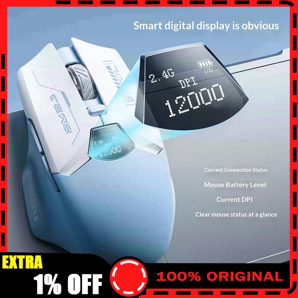 LINGBAO M8 Wireless Gaming Mouse Intelligent Display Screen PAW3311 Sensor 12000DPI Mouse For FPS Valorant PC Gamers
