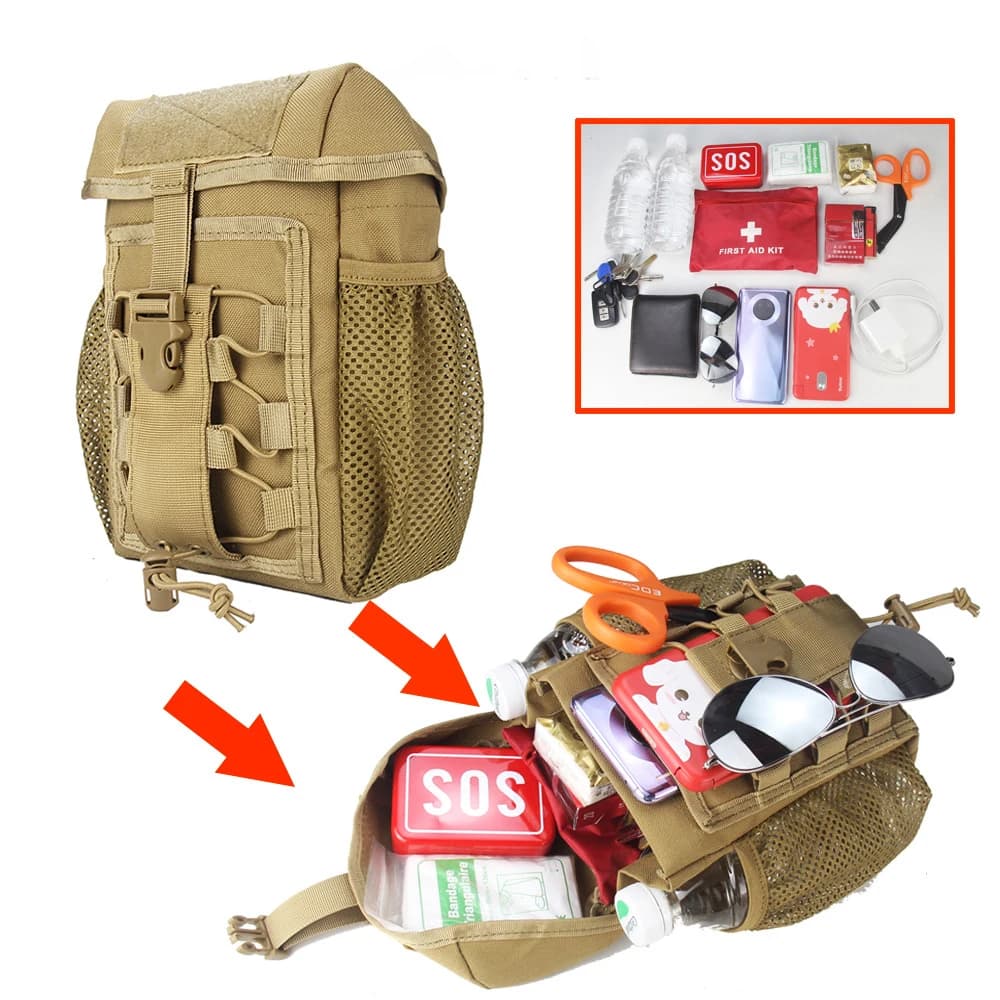 Custodia Molle Borsa EDC Kit di pronto soccorso tattico medico EMT per esterni Borsa per appendere bottiglia d'acqua Borsa da campeggio per equitazione di emergenza