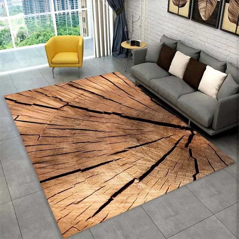 3D Wood Grain Retro Large Area Rug for Home Living Room Bedroom Carpet Sofa Doormat Decorative Kitchen Non-slip Floor Mat