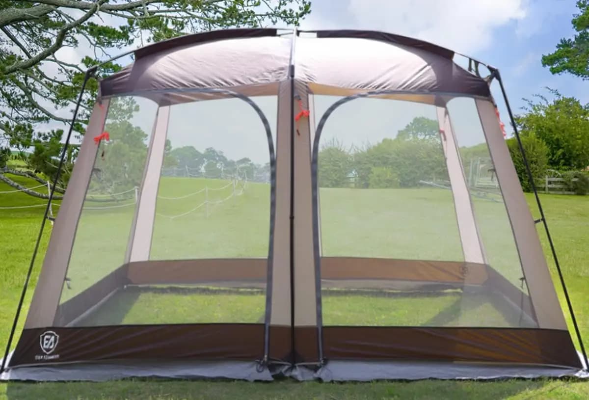 Tenda a rete 12x10 con zanzariera per campeggio, riparo solare per 8-10 persone