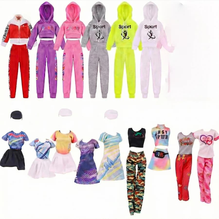 Per accessori per bambole da 27-30 cm, gonna a maniche corte stile sportivo e casual, giacca di jeans, set di abbigliamento, regalo per bambini