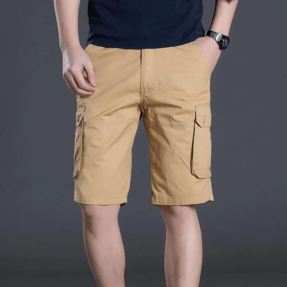 Summer Sport Shorts Men's Mid-rise Loose Fit Sport Shorts with Reinforced Pockets for Wear Button Zipper Fly Summer Shorts